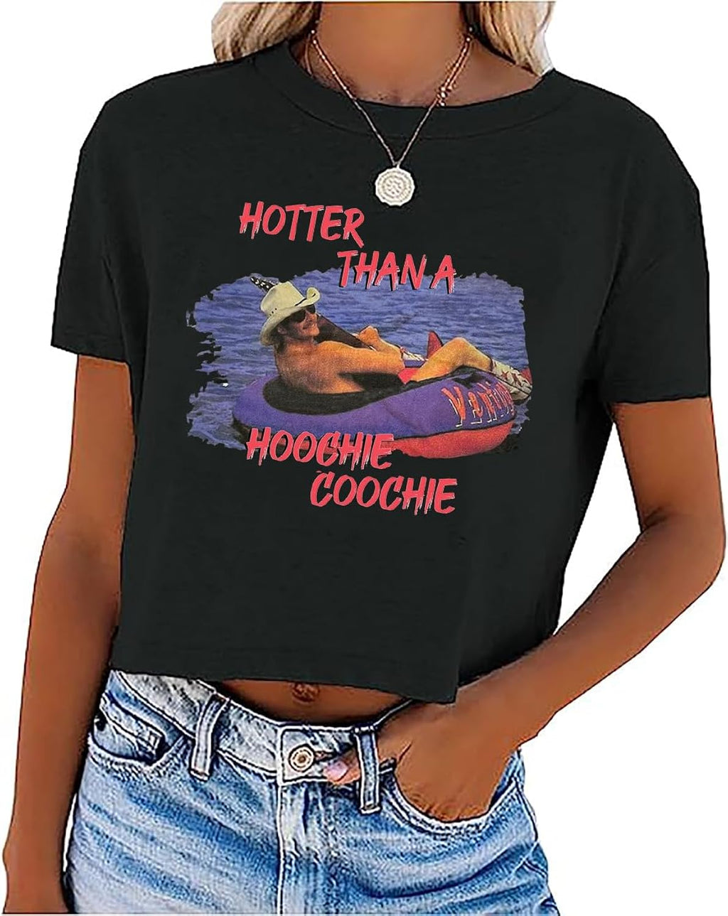 Hotter Than a Hoochie Coochie Crop Women Vintage - Adult & Kids T-Shirts, Sweatshirts & Hoodies apparel design preview 1