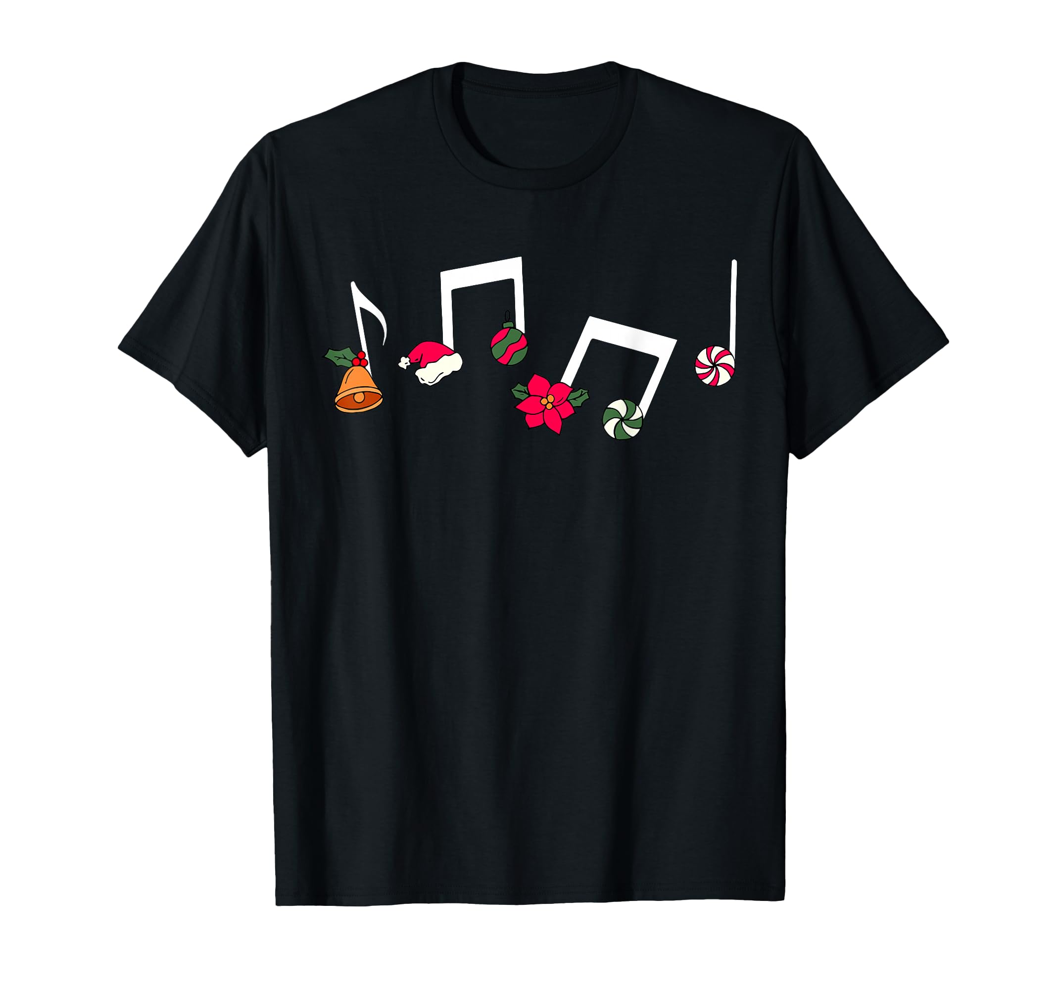 Music Notes Santa Hat Candy Music T-Shirt - Graphic Print Men Women - T-Shirt, Sweatshirt, Hoodie
