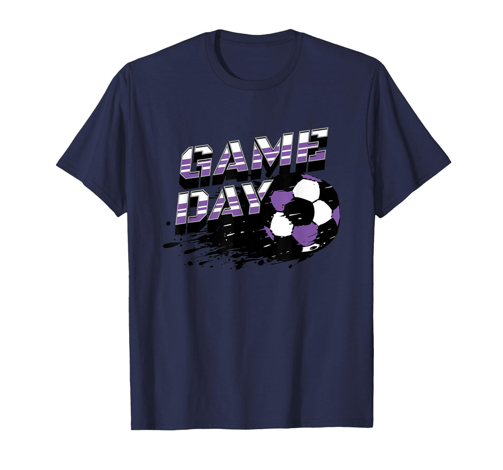 Soccer Game Day Splatter Purple White T-Shirt - Trendy Graphic Unisex - T-Shirt, Sweatshirt, Hoodie