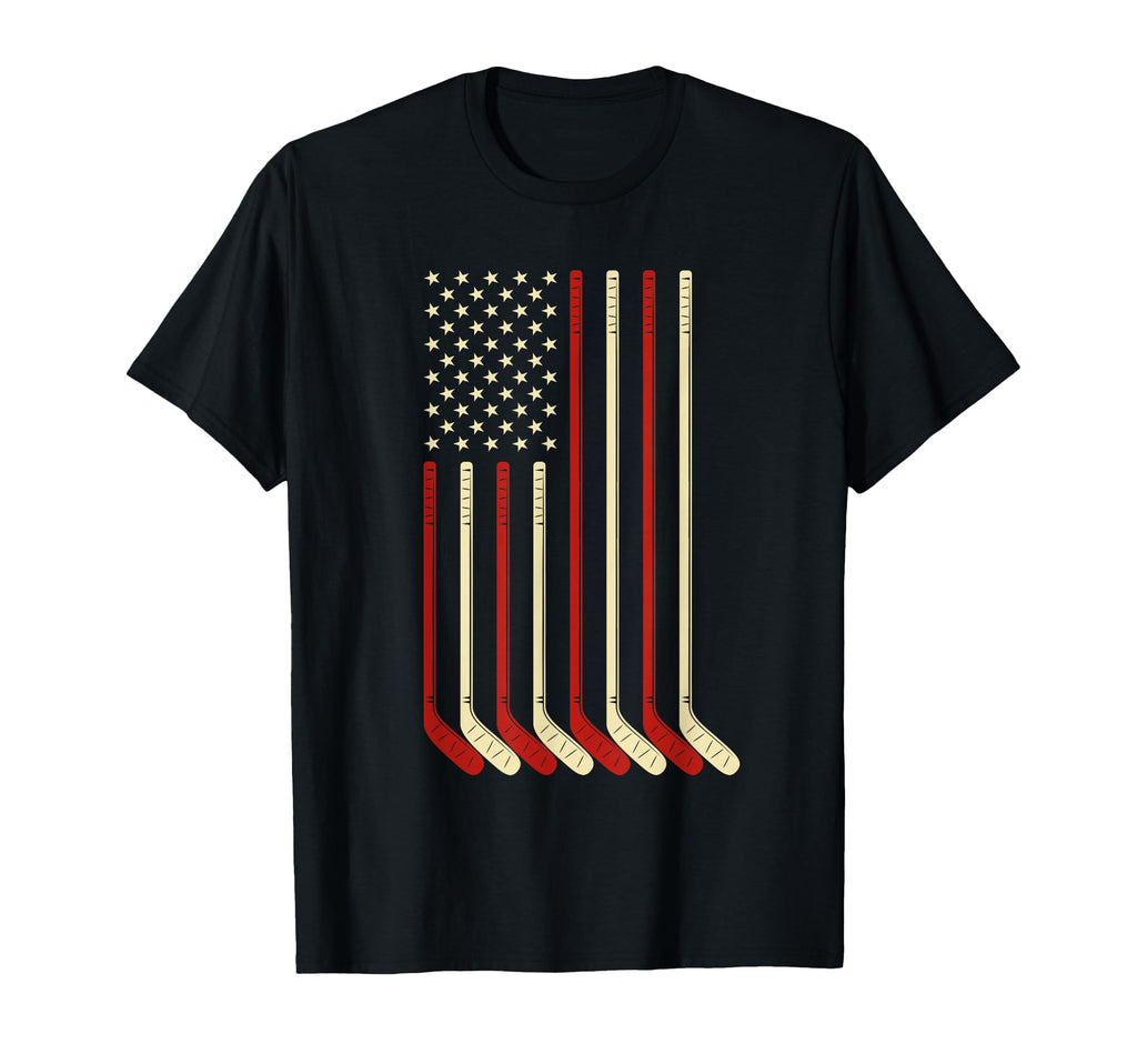 Hockey Goalie Gift Usa Flag Hockey T-Shirt - Fun Novelty Design for Adults - T-Shirt, Sweatshirt, Hoodie