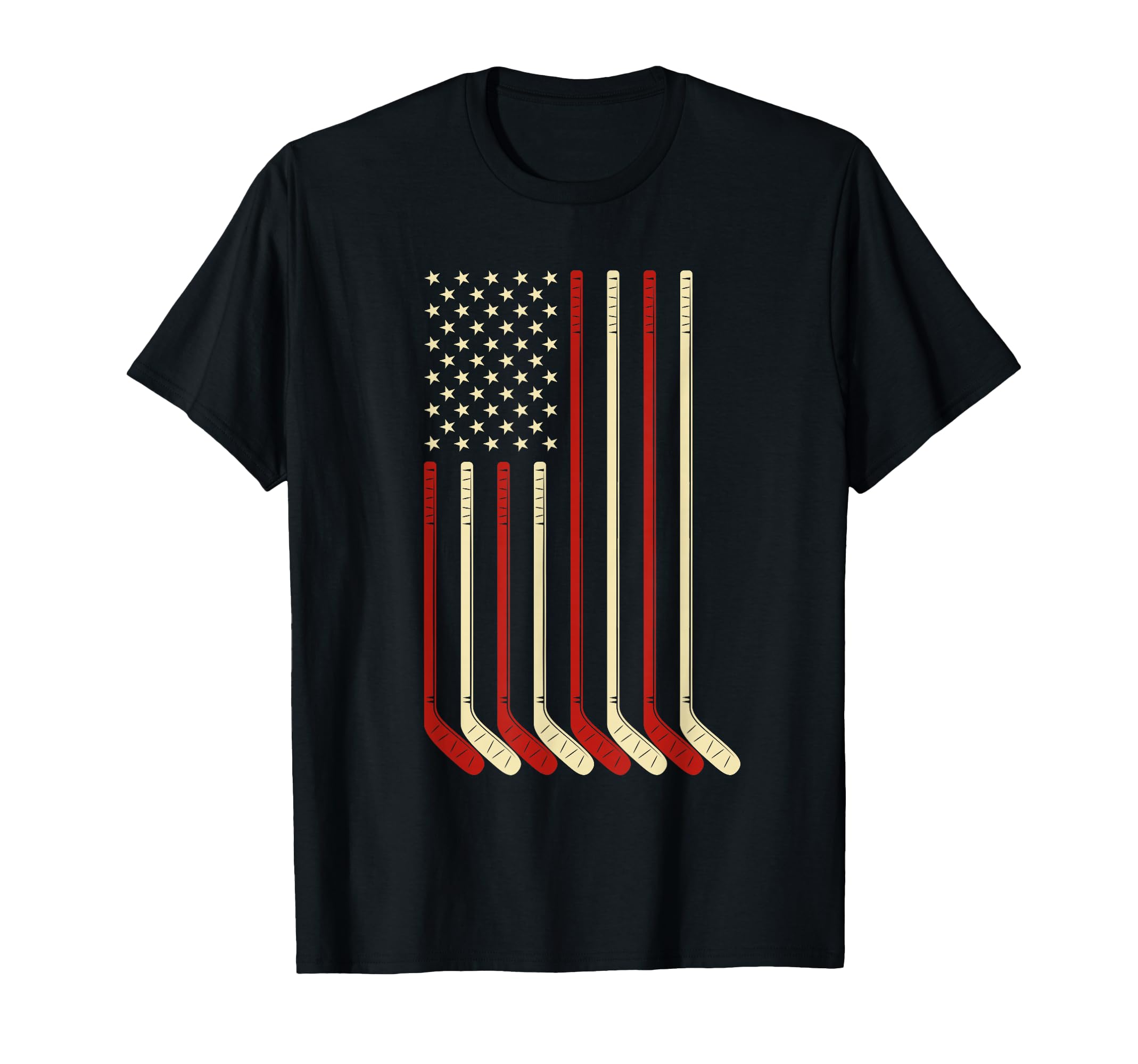 Hockey Goalie Gift Usa Flag Hockey T-Shirt - Fun Novelty Design for Adults - T-Shirt, Sweatshirt, Hoodie