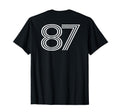 Number 87 Baseball Football Soccer Back T-Shirt - Minimalist Print Unisex - T-Shirt, Sweatshirt, Hoodie