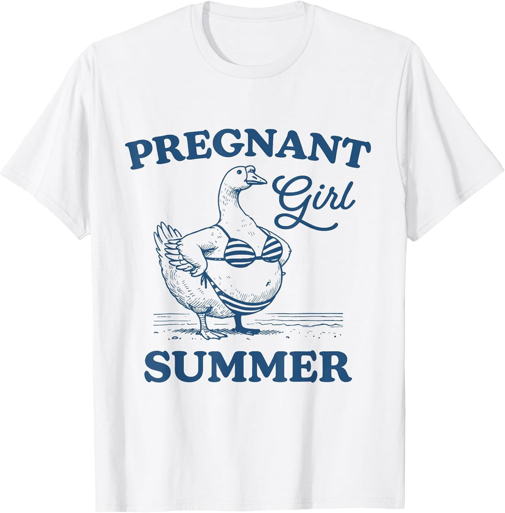 Pregnant Girl Summer Funny Baby Announcement Goose - Adult & Kids T-Shirts, Sweatshirts & Hoodies apparel design preview 1