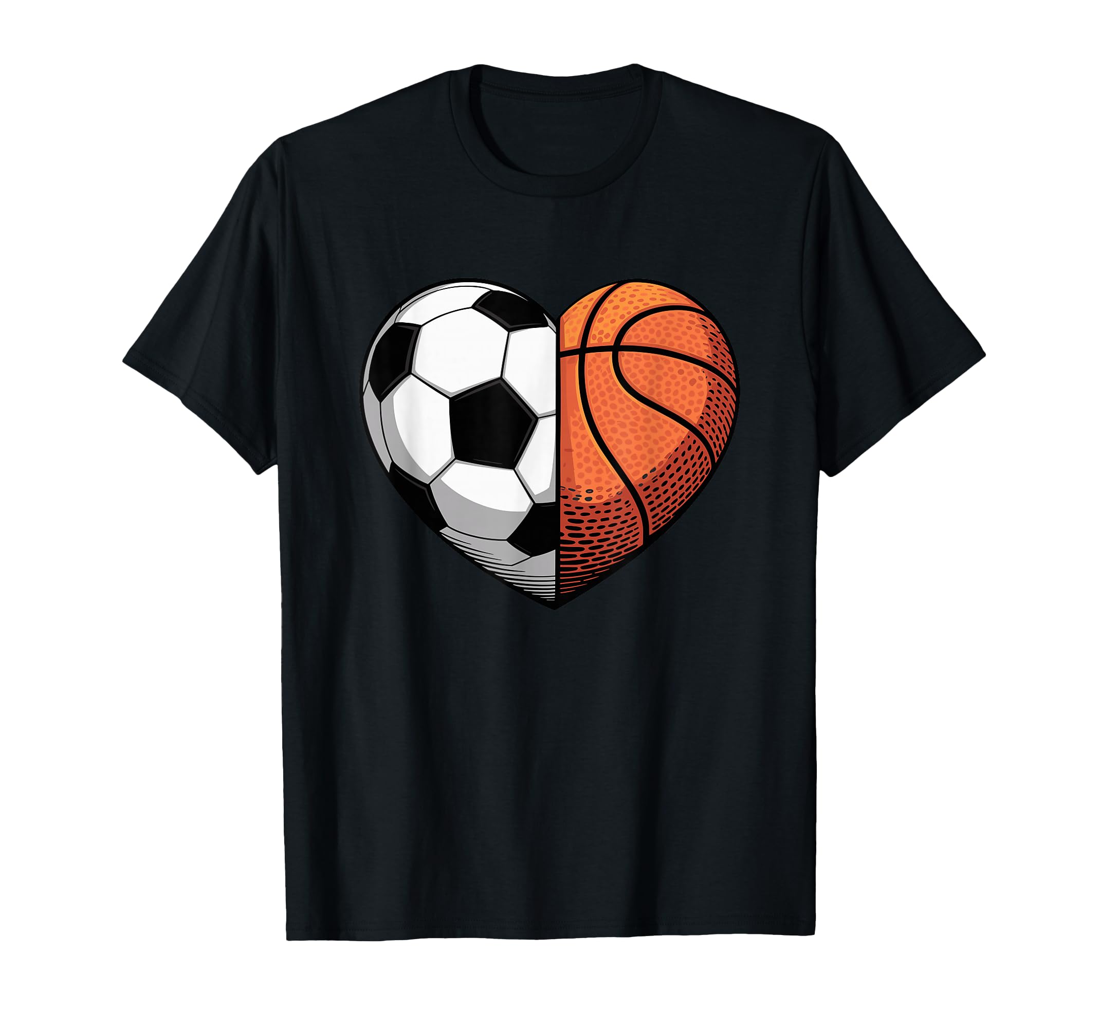 Soccer And Basketball Heart Sports T-Shirt - Streetwear Style for Adults - T-Shirt, Sweatshirt, Hoodie