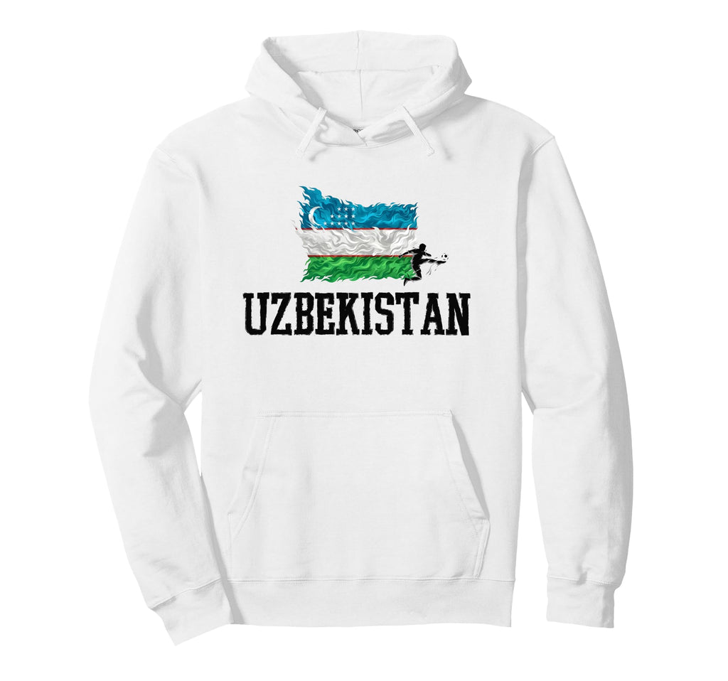 Uzbekistan Flag And Football Soccer Hoodie - Unique Graphic for Adults - T-Shirt, Sweatshirt, Hoodie