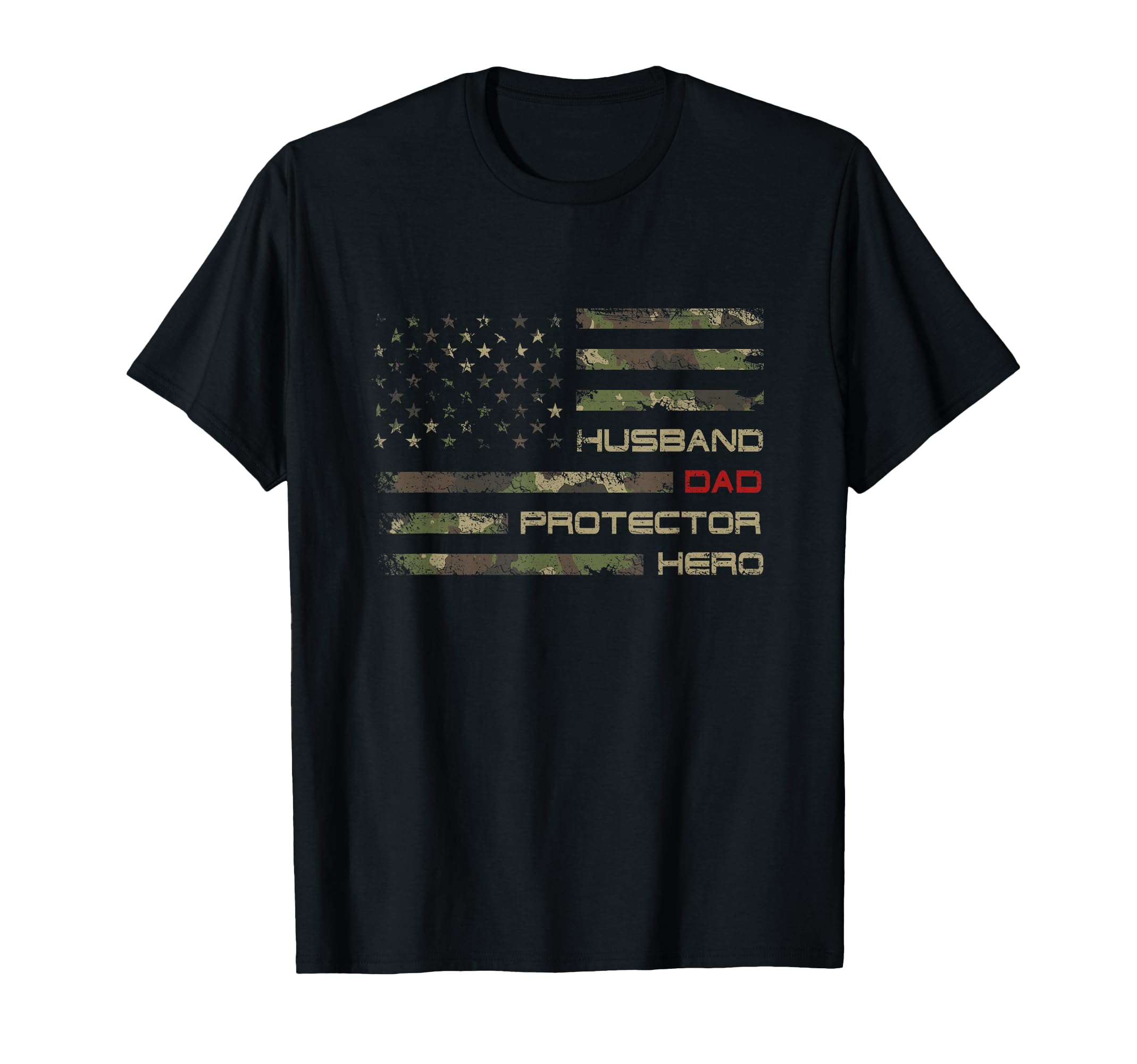 Camouflage American Flag Husband Dad T-Shirt - Novelty Apparel Unisex - T-Shirt, Sweatshirt, Hoodie