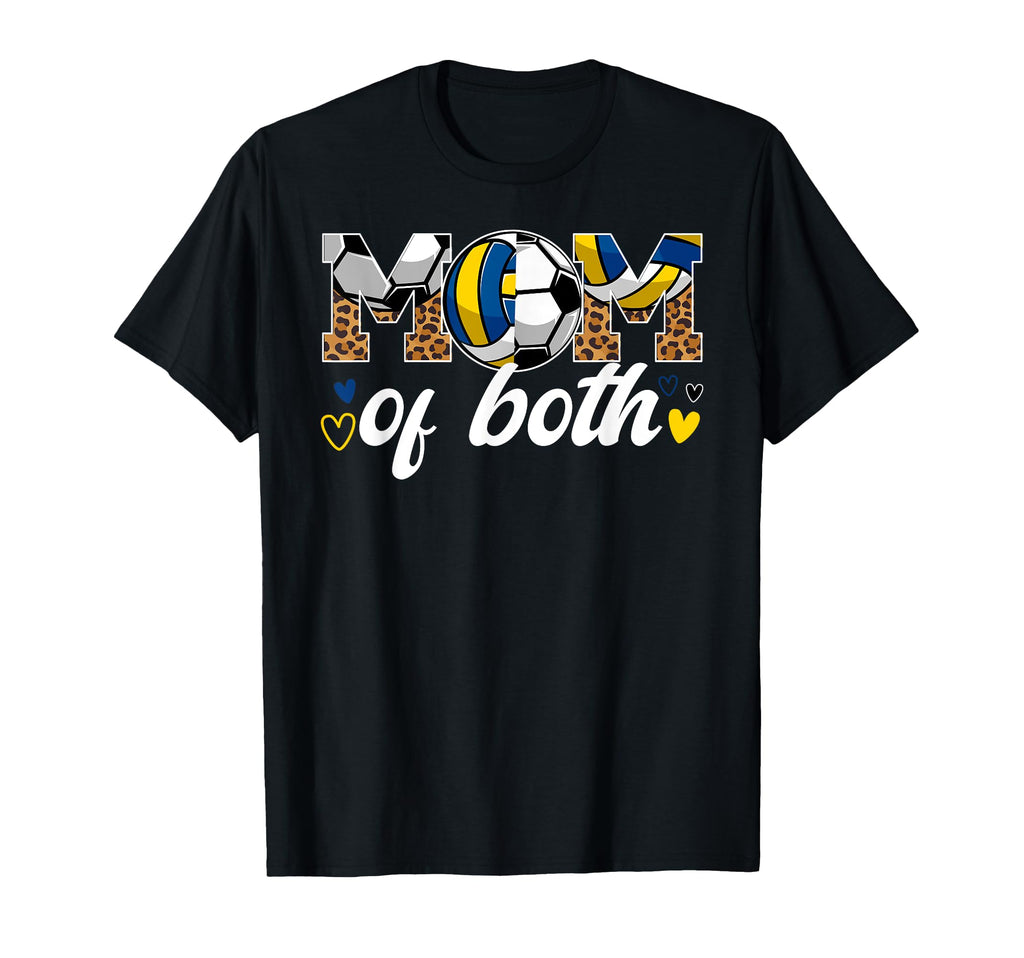 Mom Both Leopard Soccer Volleyball Mom T-Shirt - Minimalist Print Men Women - T-Shirt, Sweatshirt, Hoodie