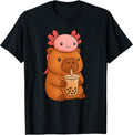 Cute Kawaii Bubble Tea Axolotl Capybara - Adult & Kids T-Shirts, Sweatshirts & Hoodies apparel design preview 1