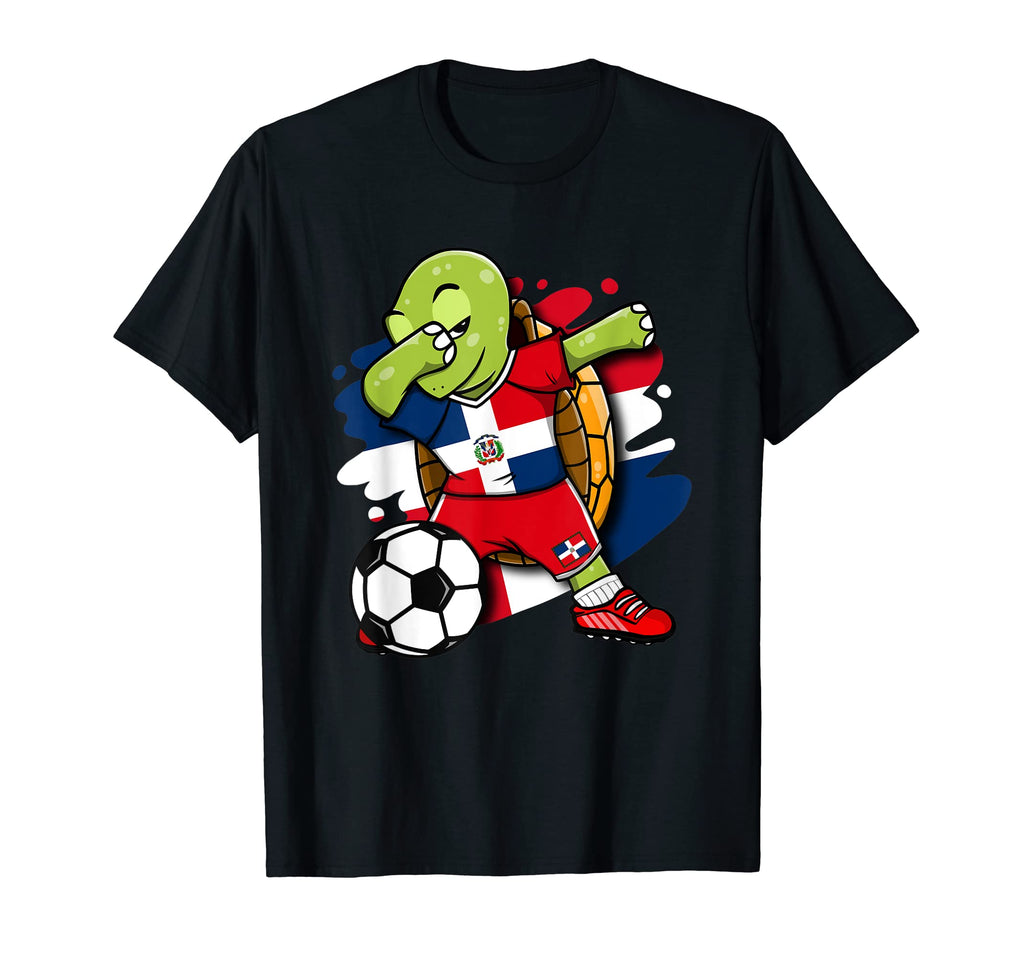 Dabbing Turtle Dominican Republic Soccer T-Shirt - Trendy Graphic Unisex - T-Shirt, Sweatshirt, Hoodie