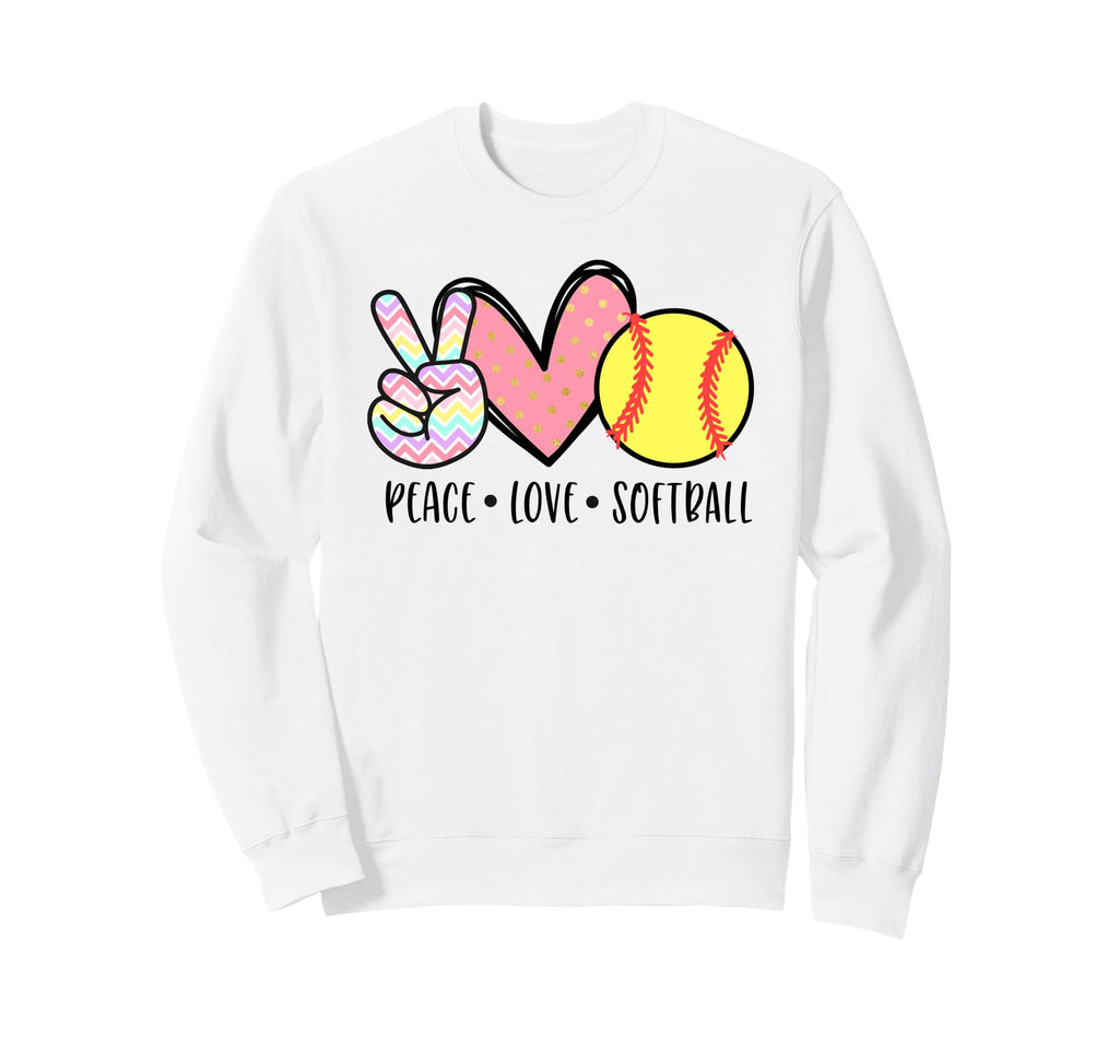 Peace Love Softball Mom Pastel Sweatshirt - Aesthetic Graphic Men Women - T-Shirt, Sweatshirt, Hoodie