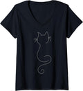 Women's Hand Drawn One Line Art Cat V-Neck - Adult & Kids T-Shirts, Sweatshirts & Hoodies apparel design preview 1