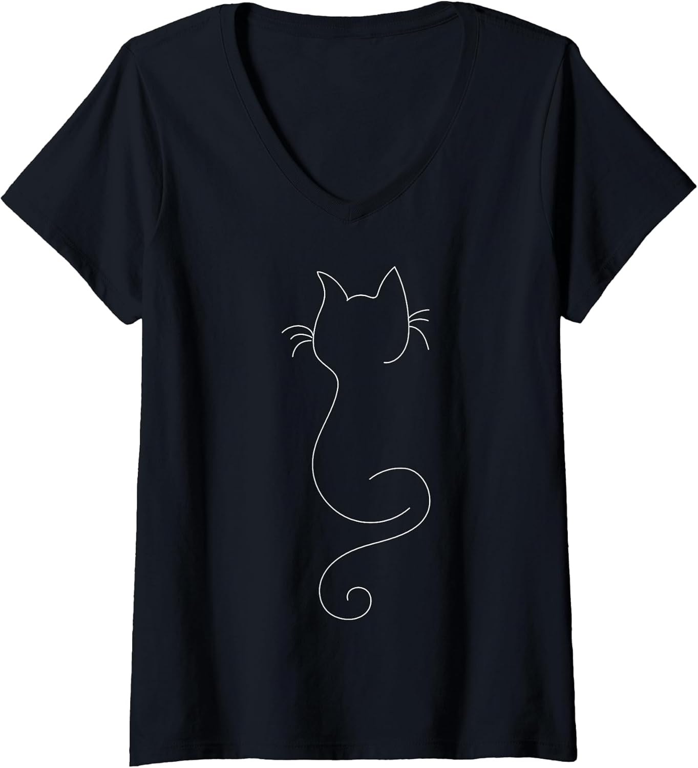 Women's Hand Drawn One Line Art Cat V-Neck - Adult & Kids T-Shirts, Sweatshirts & Hoodies apparel design preview 1