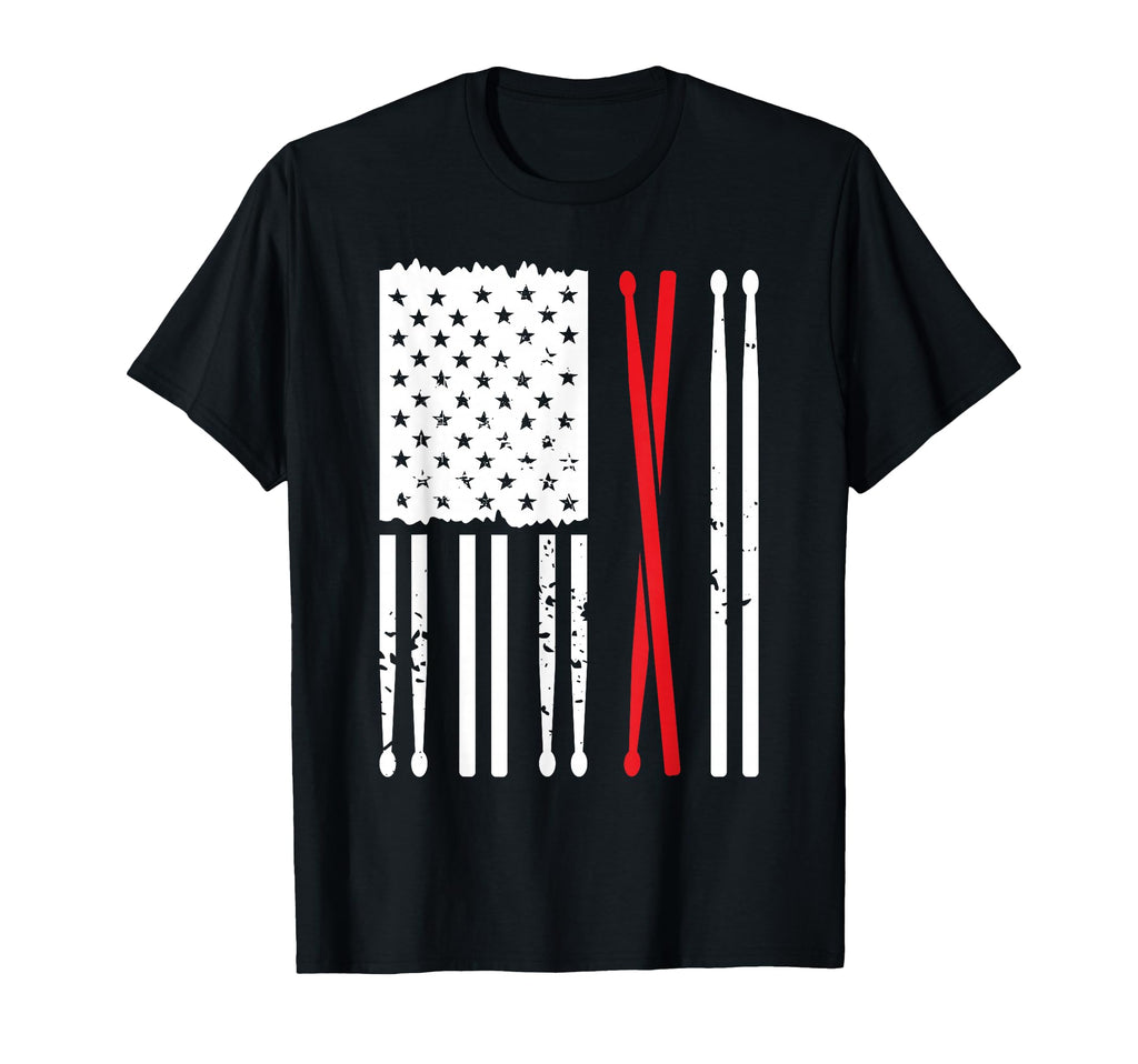Drum Sticks American Flag Funny T-Shirt - Fun Novelty Design for Adults - T-Shirt, Sweatshirt, Hoodie