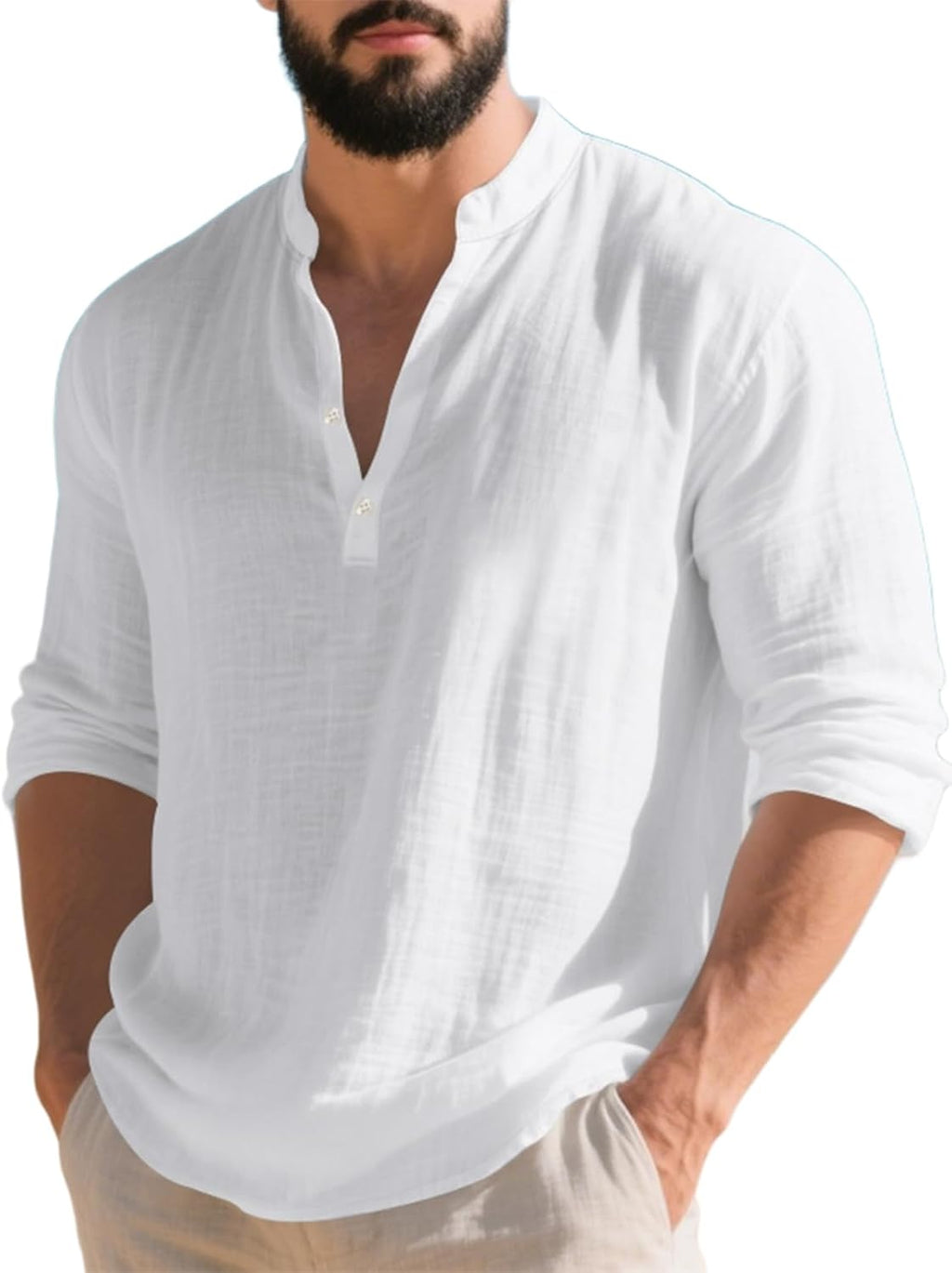 Mens Linen Henley Casual Hippie Yoga Tops Lightweight - Adult & Kids T-Shirts, Sweatshirts & Hoodies apparel design preview 1