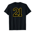 Yellow Black Sports Team Number 21 T-Shirt - Fun Novelty Design Unisex - T-Shirt, Sweatshirt, Hoodie