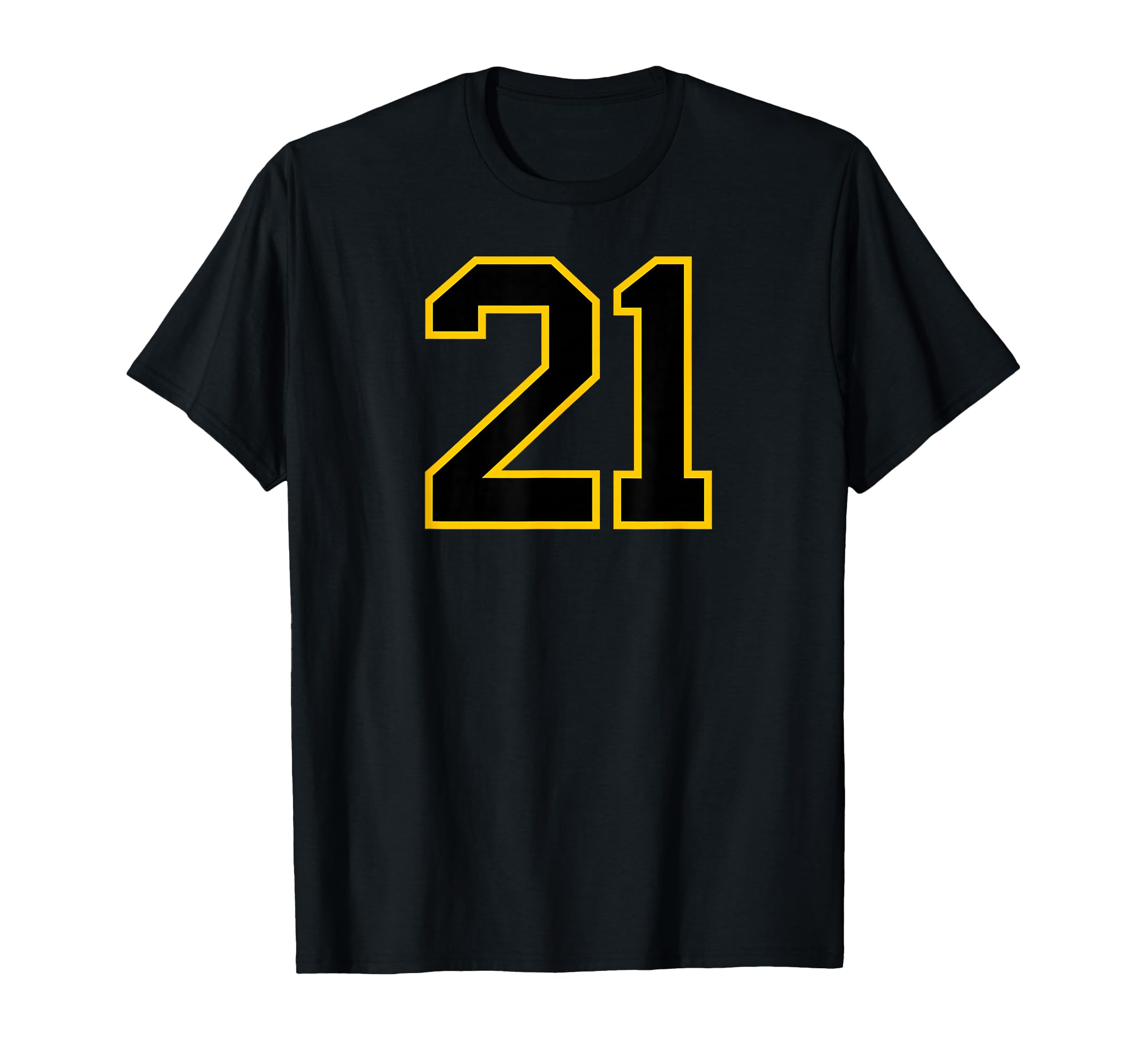 Yellow Black Sports Team Number 21 T-Shirt - Fun Novelty Design Unisex - T-Shirt, Sweatshirt, Hoodie