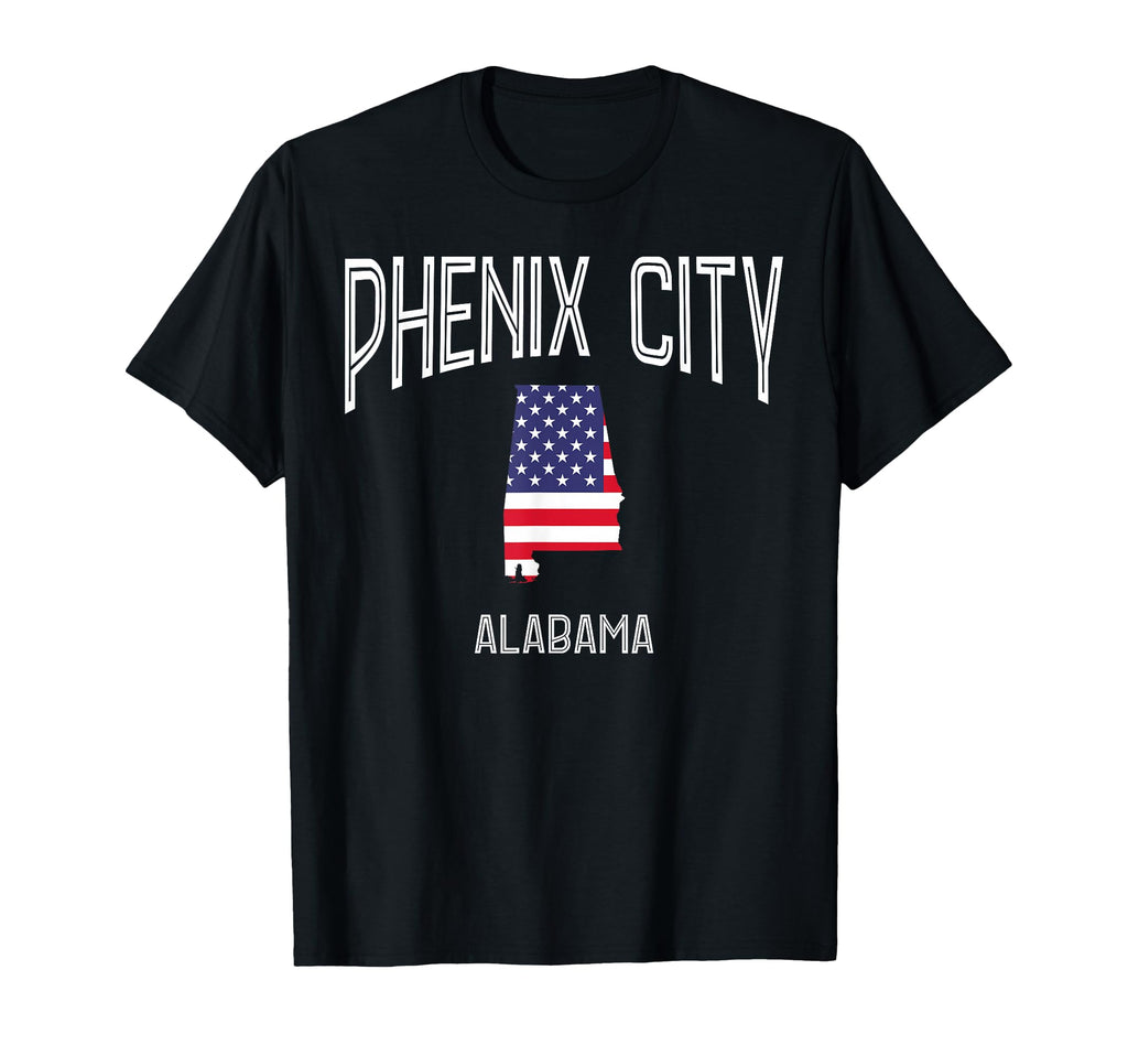 Phenix City Alabama Al Throwback Usa Flag T-Shirt - Novelty Apparel Unisex - T-Shirt, Sweatshirt, Hoodie