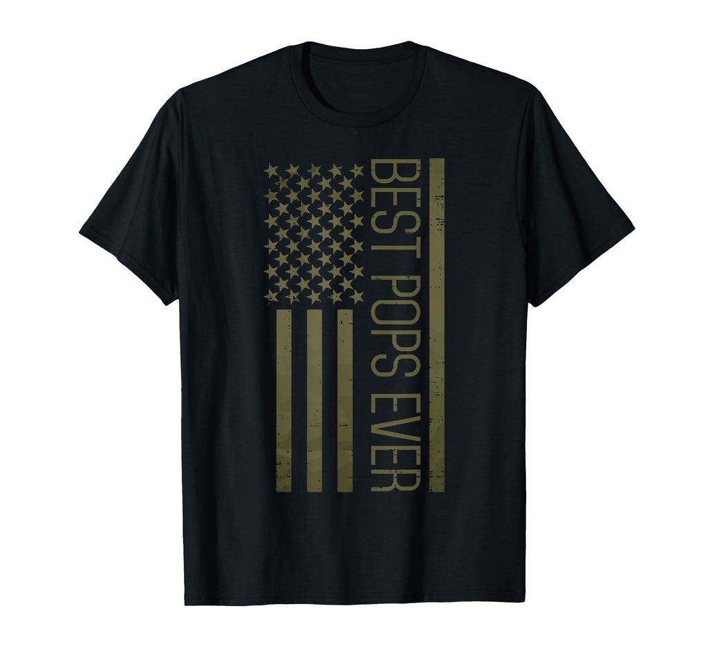 Fathers Day Best Pops Ever America Flag T-Shirt - Novelty Apparel Unisex - T-Shirt, Sweatshirt, Hoodie
