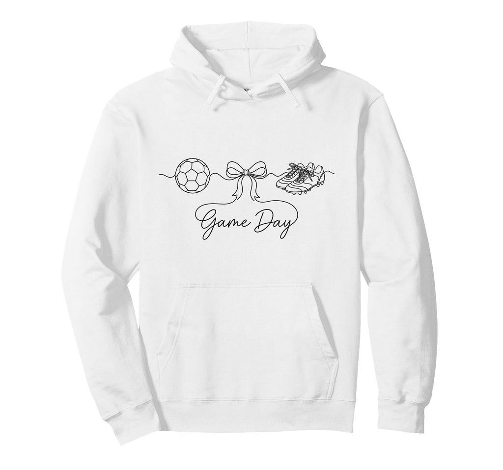 Game Day Soccer Mom Ball Bow Hoodie - Casual Everyday Wear Men Women - T-Shirt, Sweatshirt, Hoodie