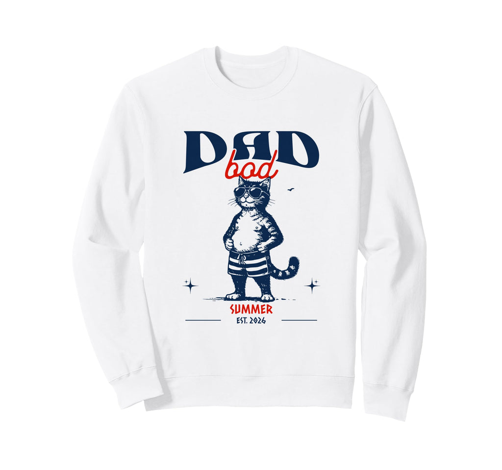 Dad Bod Summer 2026 Funny Cat Pregnancy Sweatshirt - Graphic Print Unisex - T-Shirt, Sweatshirt, Hoodie
