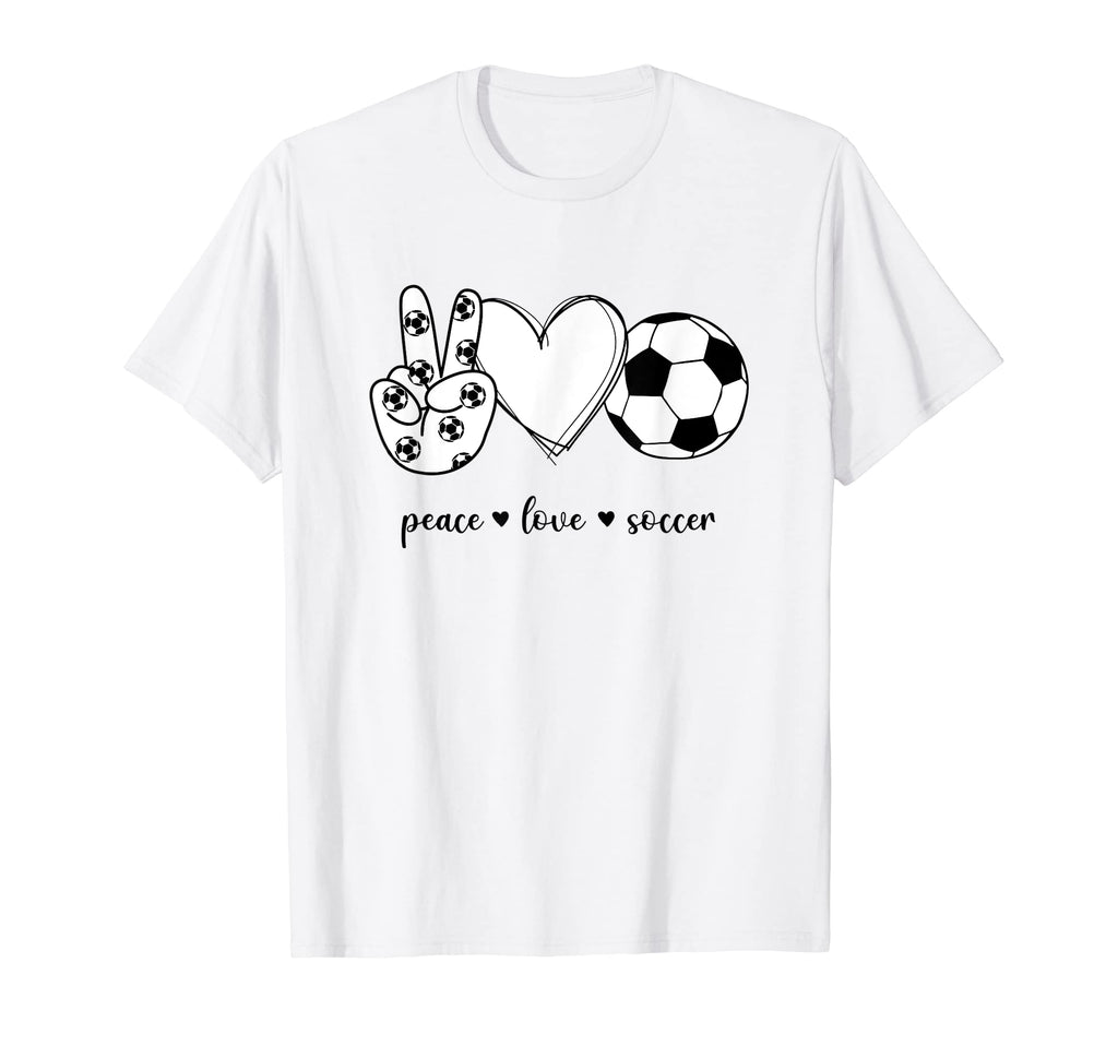 Peace Love Soccer Peace Hand Sign T-Shirt - Unique Graphic Men Women - T-Shirt, Sweatshirt, Hoodie