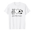 Peace Love Soccer Peace Hand Sign T-Shirt - Unique Graphic Men Women - T-Shirt, Sweatshirt, Hoodie