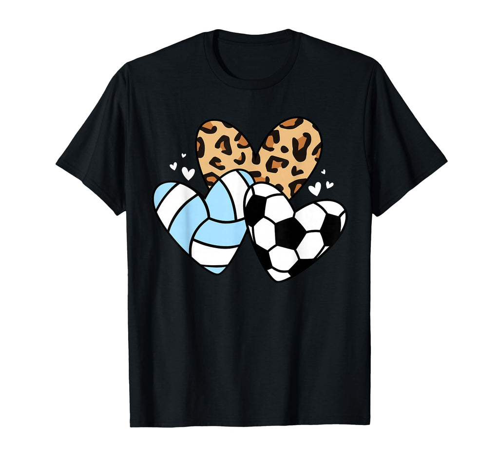 Soccer Volleyball Heart Funny Soccer T-Shirt - Graphic Print Unisex - T-Shirt, Sweatshirt, Hoodie