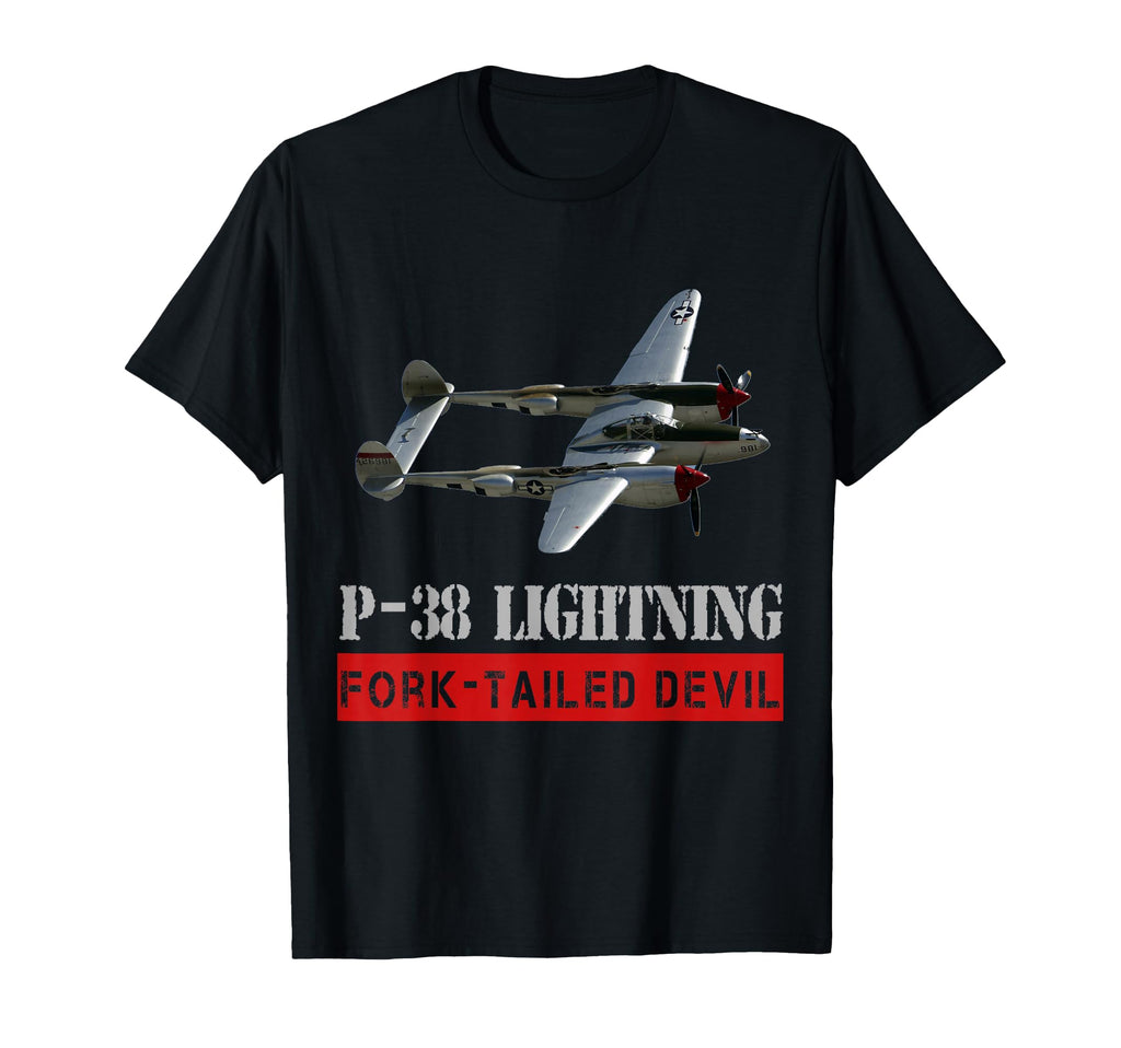 P 38 Lightning War Bird Fork Tailed T-Shirt - Minimalist Print for Adults - T-Shirt, Sweatshirt, Hoodie