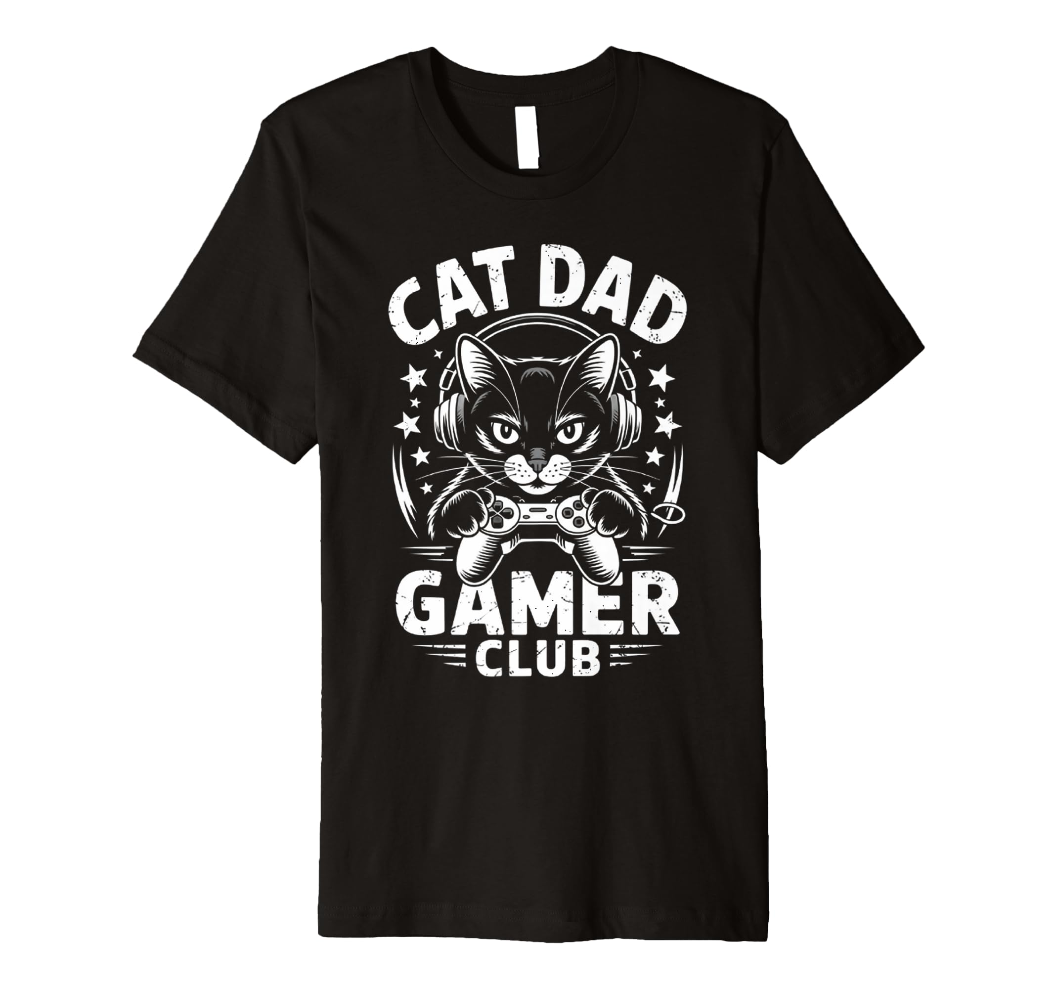 Funny Cat Dad Gamer Club Him Video T-Shirt - Custom Art Print for Adults - T-Shirt, Sweatshirt, Hoodie