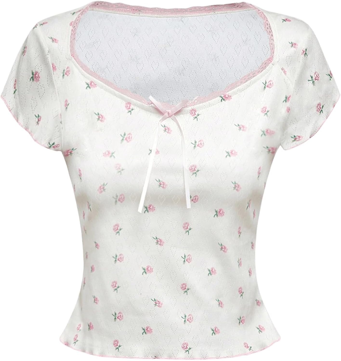Women's Summer Short Sleeve Y2k Ditsy Floral Lace - Adult & Kids T-Shirts, Sweatshirts & Hoodies apparel design preview 1
