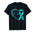 Ovarian Cancer Awareness Heart Teal T-Shirt - Minimalist Print for Adults - T-Shirt, Sweatshirt, Hoodie