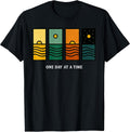Retro One Day at A Time Motivational Quote Sunset - Adult & Kids T-Shirts, Sweatshirts & Hoodies apparel design preview 1