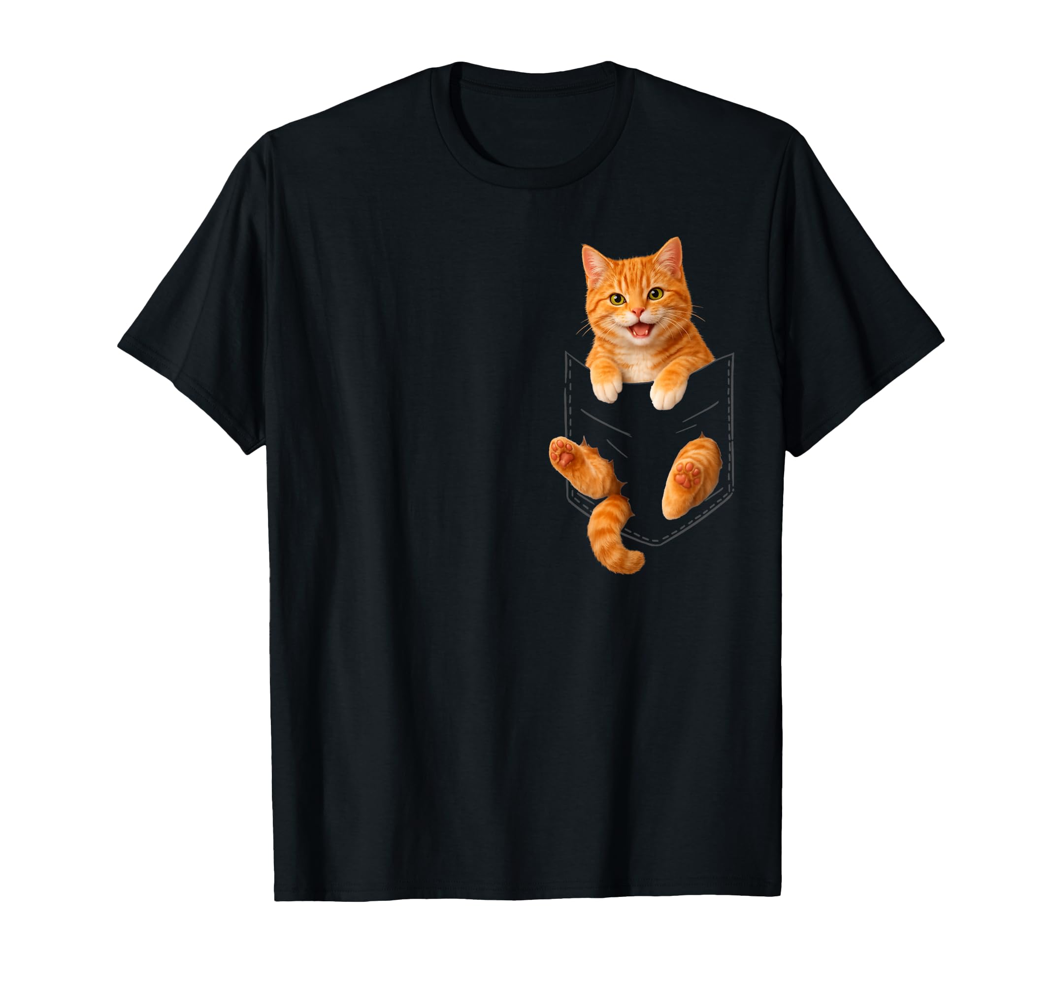 Orange Tabby Cat Funny Pocket Cat Dad T-Shirt - Graphic Print Men Women - T-Shirt, Sweatshirt, Hoodie