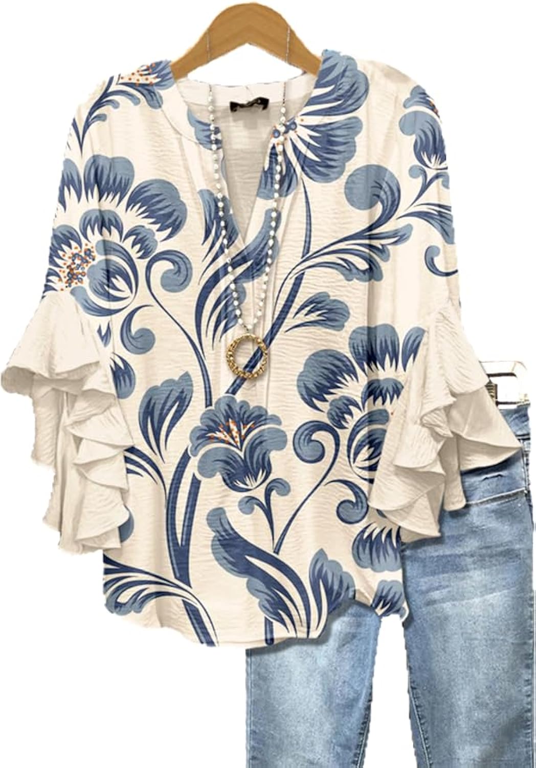 Womens Blouses Dressy Casual Boho Floral Printed Tops - Adult & Kids T-Shirts, Sweatshirts & Hoodies apparel design preview 1