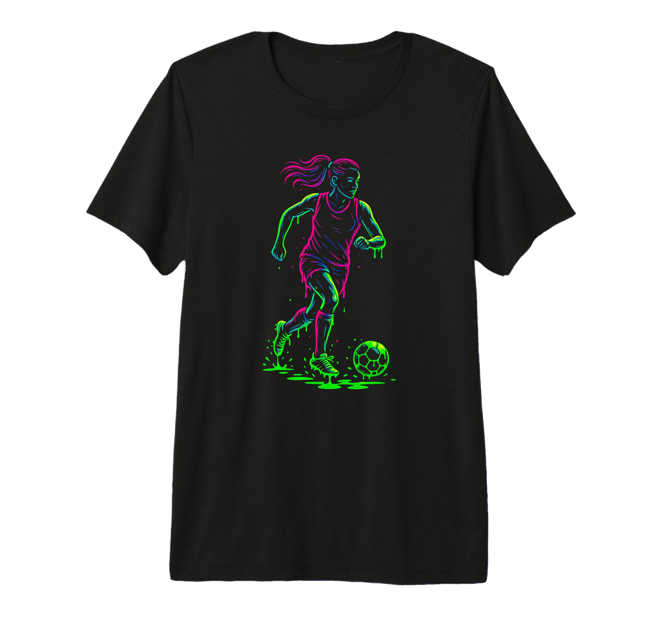 Soccer Drip Colorful Outline Sports T-Shirt - Aesthetic Graphic for Adults - T-Shirt, Sweatshirt, Hoodie