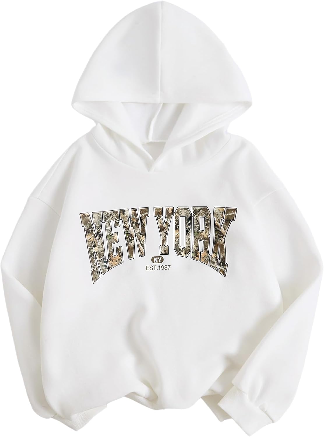 Girl's Letter Camo Graphic Hooded Drop Shoulder 2025 - Adult & Kids T-Shirts, Sweatshirts & Hoodies apparel design preview 1