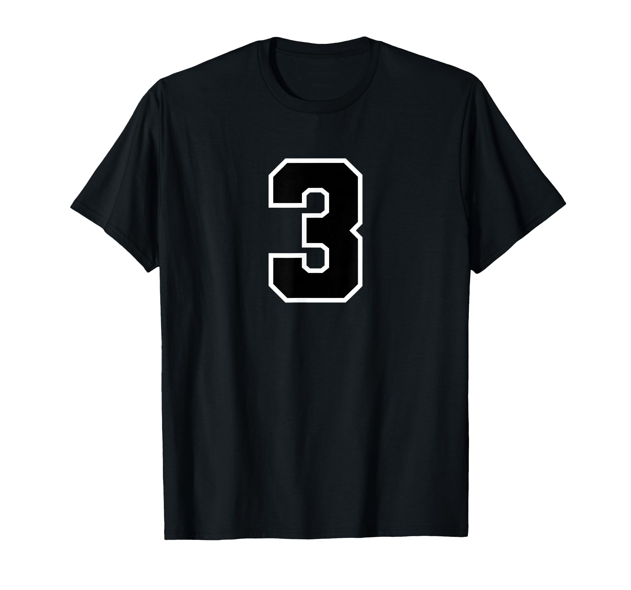 Number 3 Sports Team White Black Varsity T-Shirt - Custom Art Print Unisex - T-Shirt, Sweatshirt, Hoodie