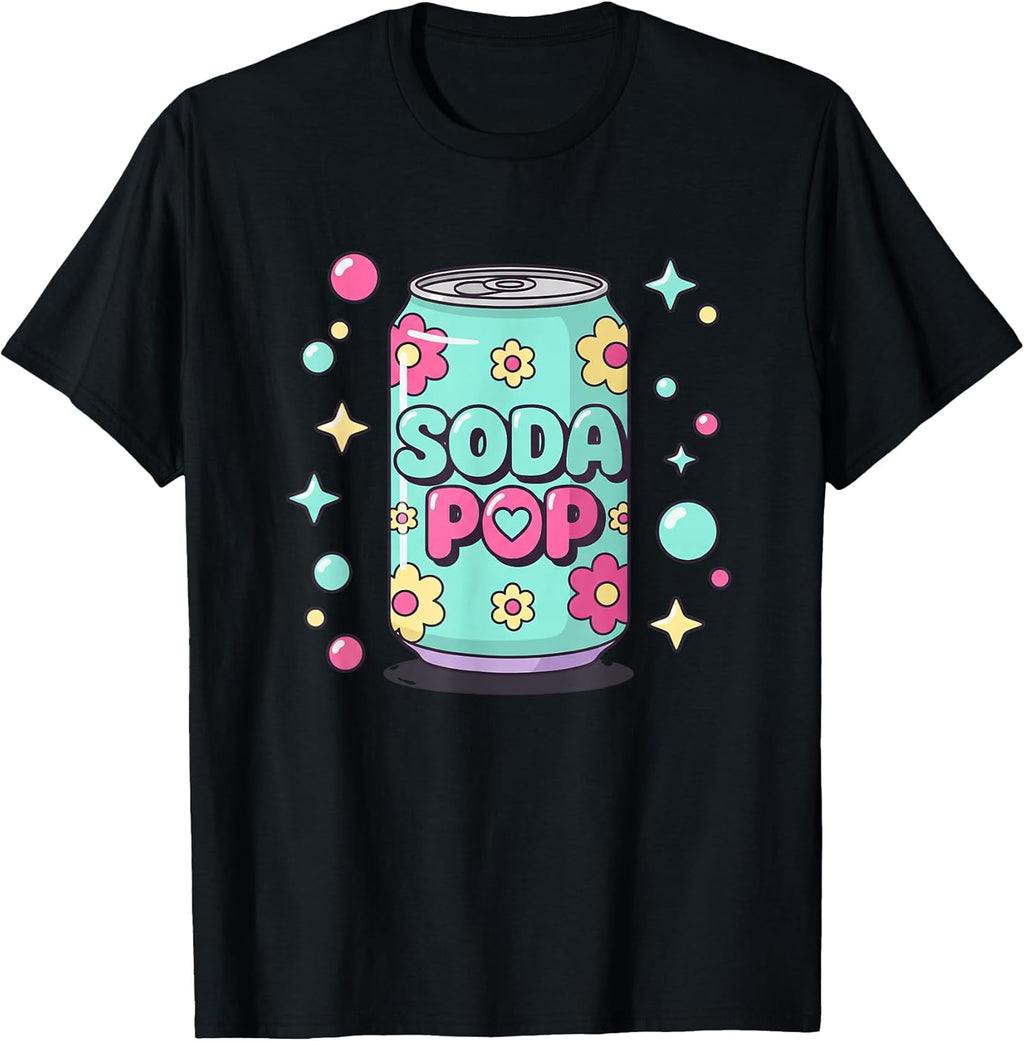 Soda Pop Kids Cute Floral Can Retro Art - Adult & Kids T-Shirts, Sweatshirts & Hoodies apparel design preview 1