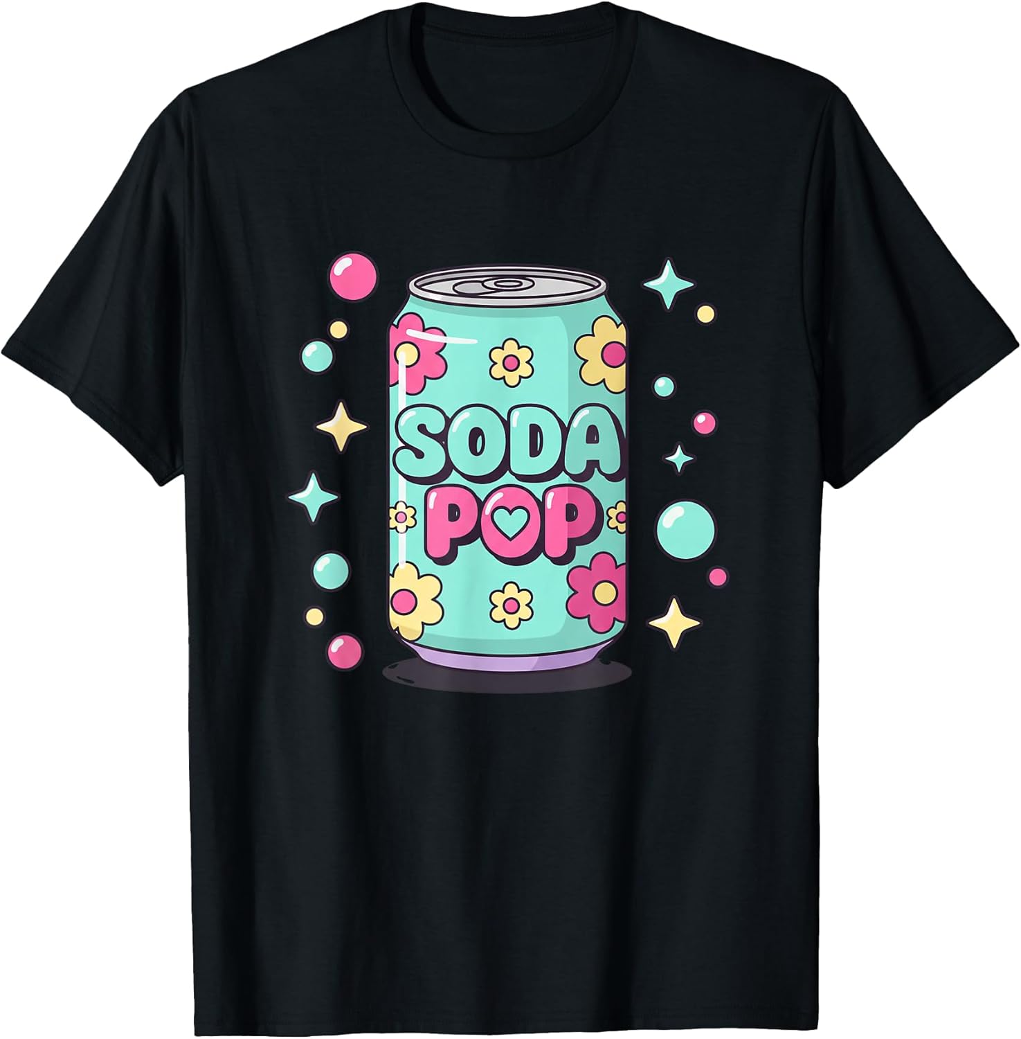 Soda Pop Kids Cute Floral Can Retro Art - Adult & Kids T-Shirts, Sweatshirts & Hoodies apparel design preview 1