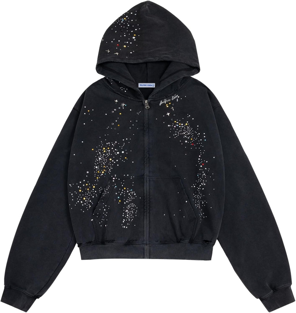 Star Rhinestone Zip Up Womens Mens Casual Hooded - Adult & Kids T-Shirts, Sweatshirts & Hoodies apparel design preview 1