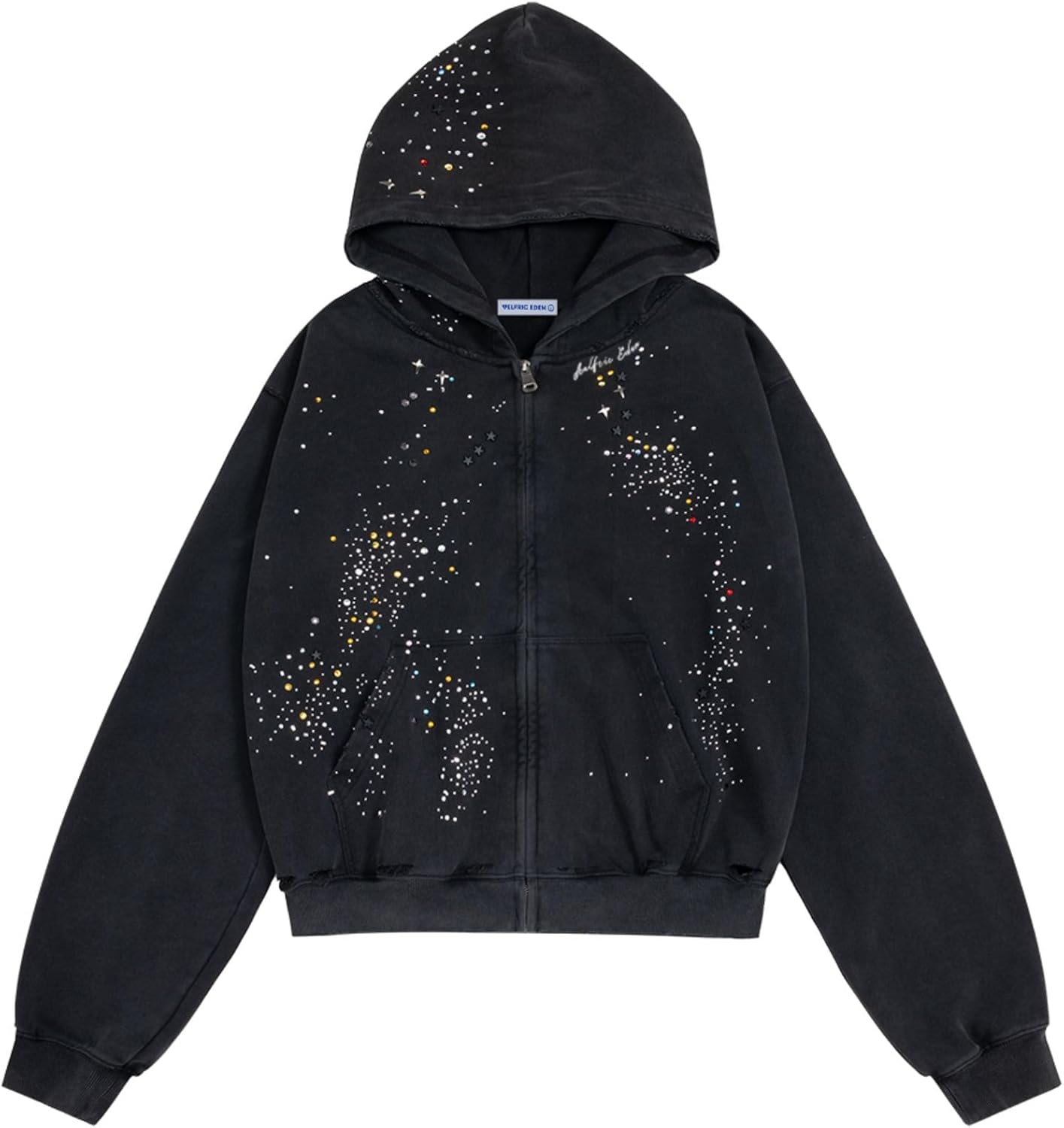 Star Rhinestone Zip Up Womens Mens Casual Hooded - Adult & Kids T-Shirts, Sweatshirts & Hoodies apparel design preview 1