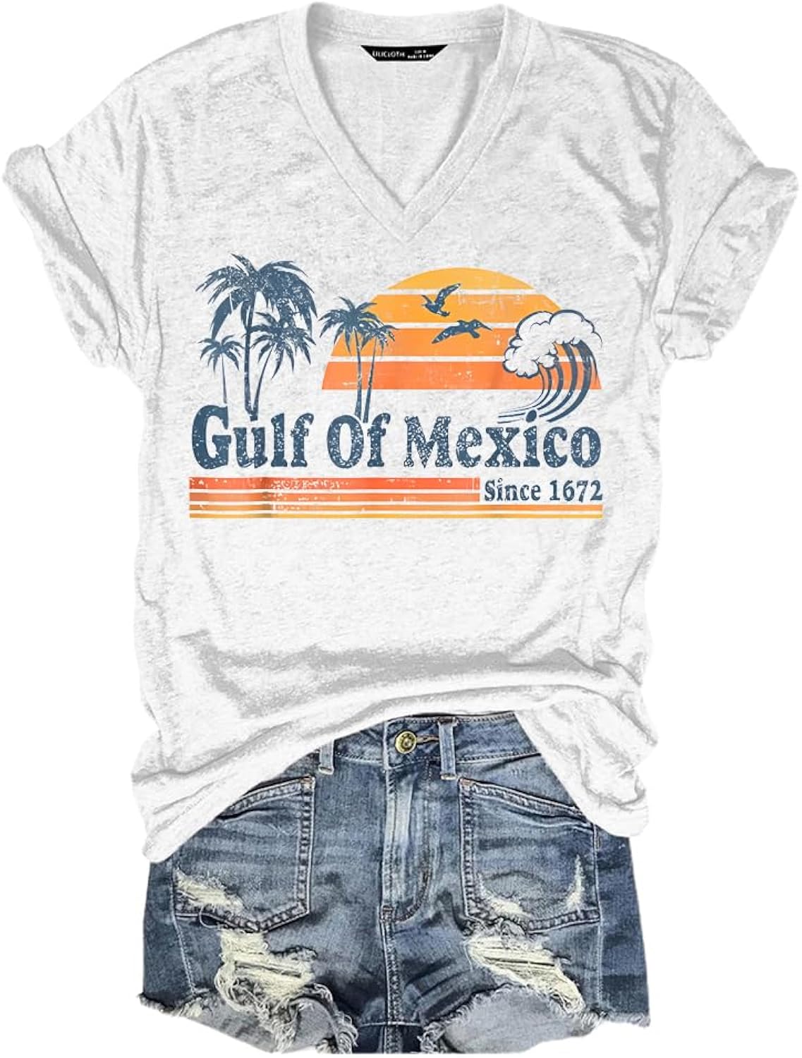 Gulf of Mexico Graphic for Women Retro Beach Tops - Adult & Kids T-Shirts, Sweatshirts & Hoodies apparel design preview 1