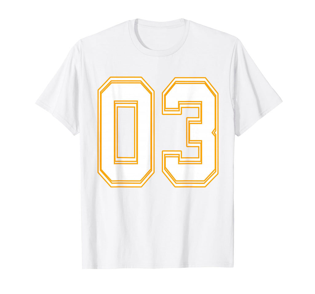 Number 03 Red Yellow White Football T-Shirt - Fun Novelty Design Men Women - T-Shirt, Sweatshirt, Hoodie