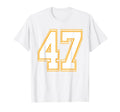 Number 47 Red Yellow White Football T-Shirt - Unique Graphic for Adults - T-Shirt, Sweatshirt, Hoodie