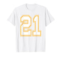 Number 21 Red Yellow White Football T-Shirt - Graphic Print for Adults - T-Shirt, Sweatshirt, Hoodie