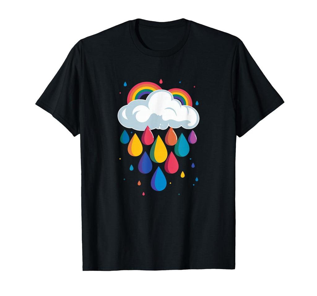 Cloud Colourful Rainbow Raindrops T-Shirt - Graphic Print Unisex - T-Shirt, Sweatshirt, Hoodie