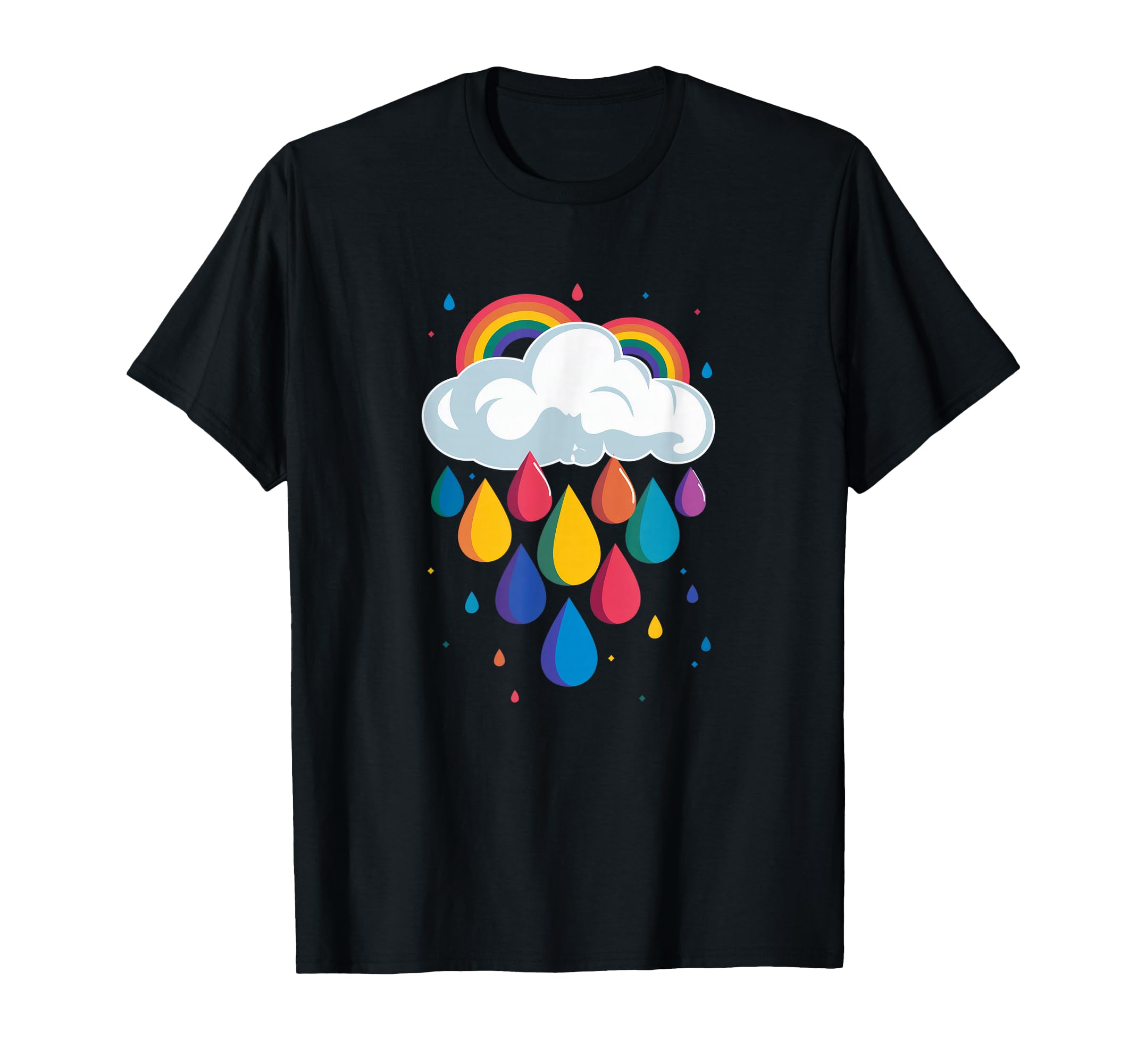 Cloud Colourful Rainbow Raindrops T-Shirt - Graphic Print Unisex - T-Shirt, Sweatshirt, Hoodie