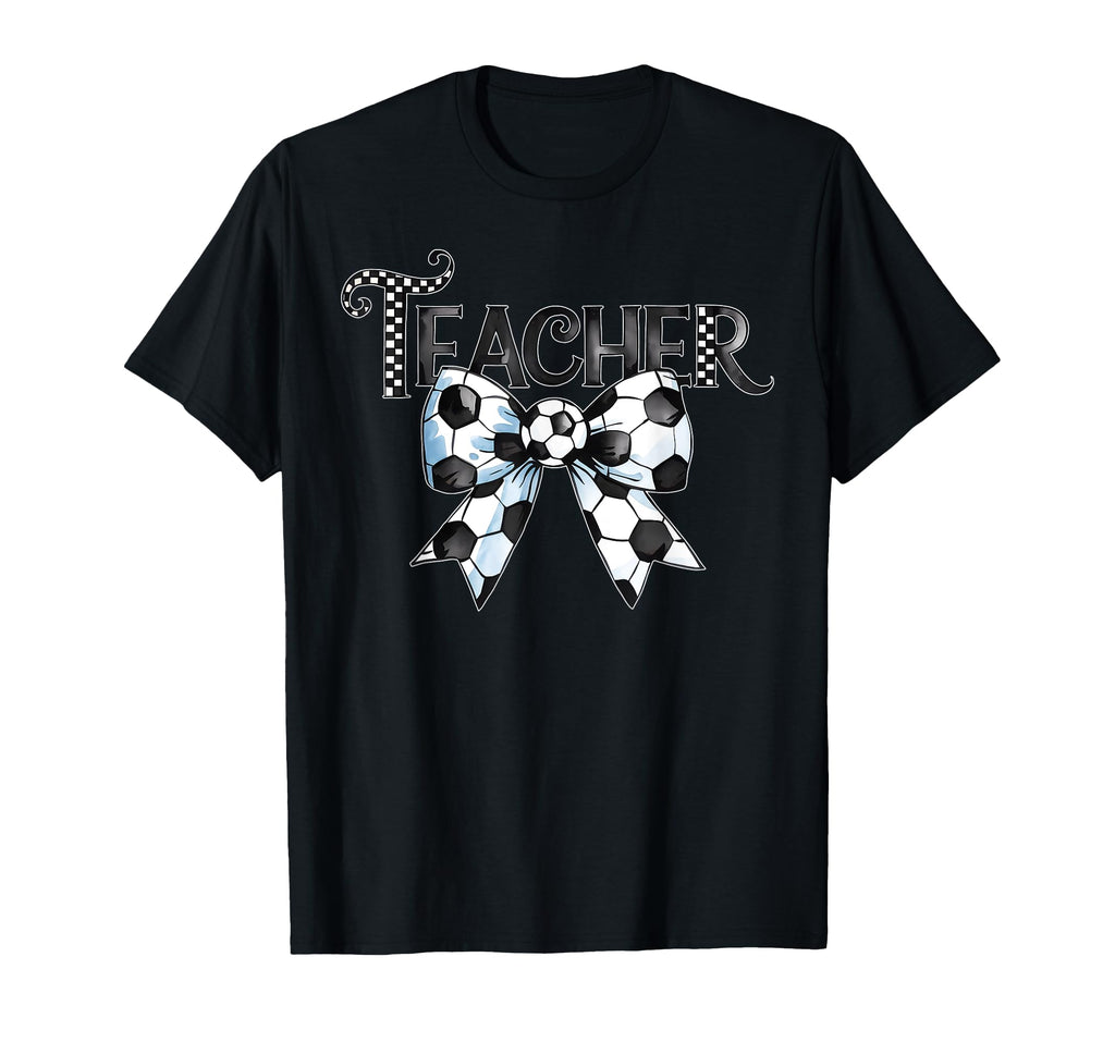 Groovy Soccer Teacher Coquette Bow T-Shirt - Minimalist Print Unisex - T-Shirt, Sweatshirt, Hoodie