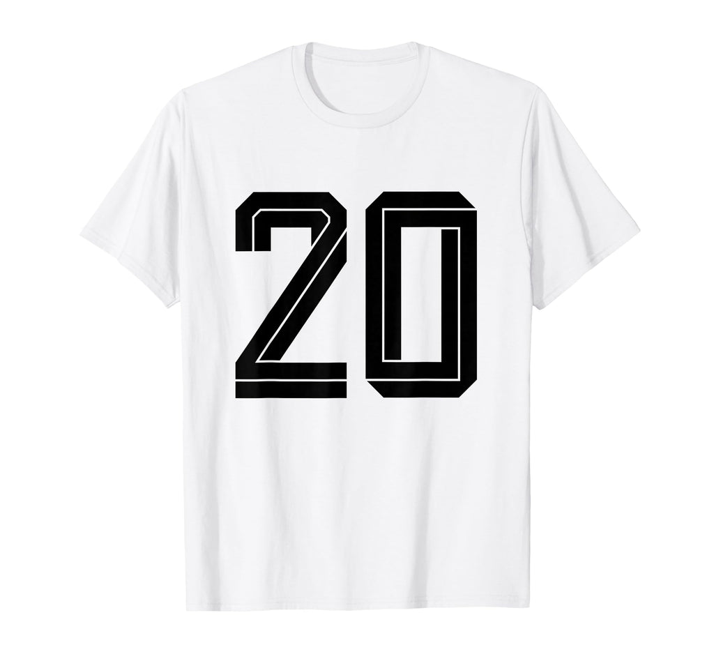 20 White Number 20 Sports Fan T-Shirt - Fun Novelty Design for Adults - T-Shirt, Sweatshirt, Hoodie