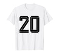 20 White Number 20 Sports Fan T-Shirt - Fun Novelty Design for Adults - T-Shirt, Sweatshirt, Hoodie